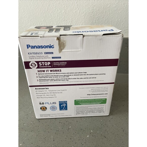 Panasonic KX-TGE633 DECT 6.0 Expandable Cordless Phone with Digital Answering - Picture 4 of 16